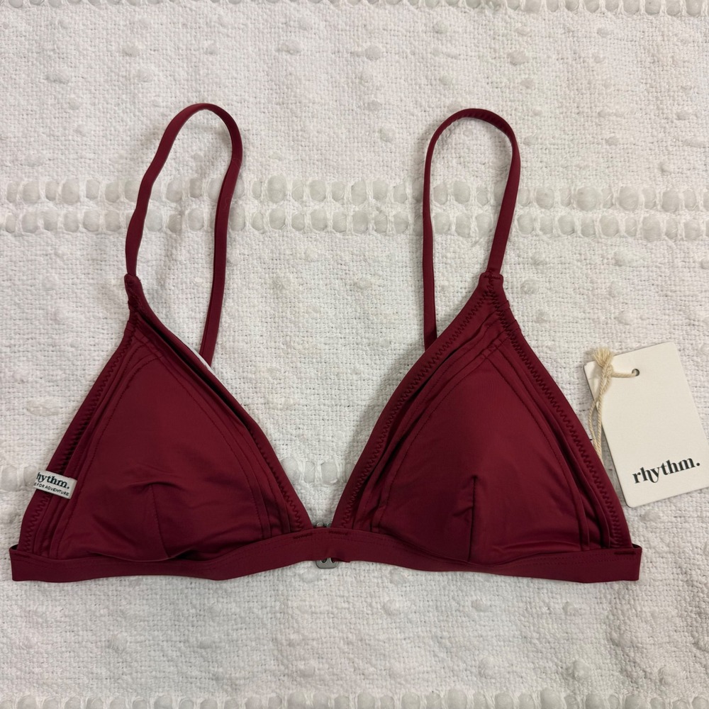 Rhythm Livin Plum Pintuck Bralette Bikini Top Size 10M Adjustable‎ Straps